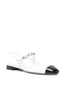 Miu Miu pearl-detail leather ballerina shoes - Wit