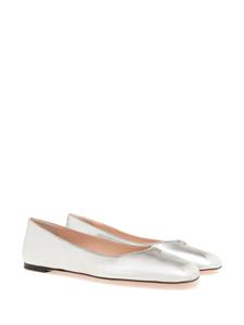 Bally Emblem logo-plaque leather ballerina flats - Zilver