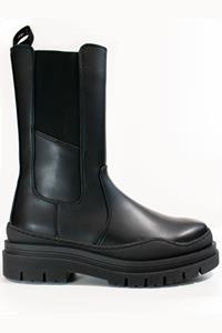 Will's Vegan Store Damen vegan Track Sole Chelsea Mid-Height Boots Schwarz