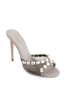 Giambattista Valli 90mm crystal-embellished leather mules - Grijs