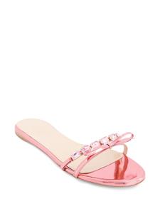 Giambattista Valli crystal-embellished leather slides - Roze