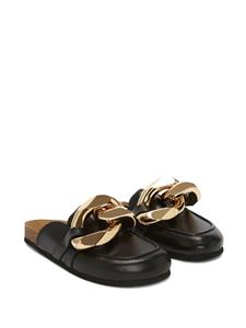JW Anderson Chain leren slippers - Zwart