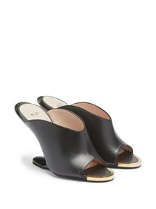 Nº21 logo-plaque 100mm leather mules - Zwart