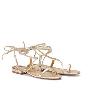 LA REDOUTE COLLECTIONS Metallic sandalen, enkellint en platte hak