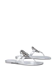 Tory Burch Miller logo-plaque sandals - Zilver