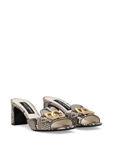 Dolce & Gabbana Leren muiltjes met logo - Beige