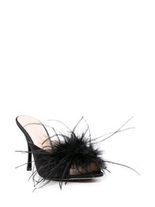 PINKO 95mm feather-detail mules - Zwart