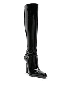 Saint Laurent knee-high patent boots - Zwart