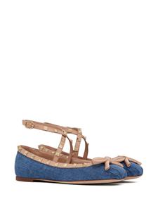 Valentino Garavani Rockstud denim ballerina's - Blauw