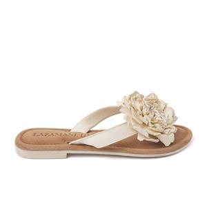 Lazamani Slippers Dames 33.517 Off-White Wit Leer