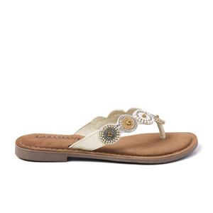 Lazamani Slippers Dames 75.451 Off-White Wit Leer