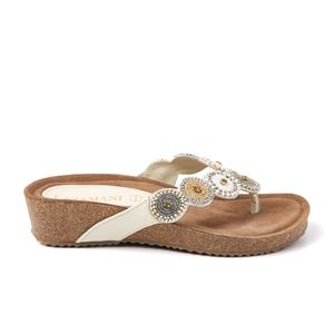Lazamani Slippers Dames 75.455 Off-White Wit Leer
