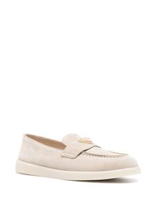 Prada triangle-logo suede loafers - Beige