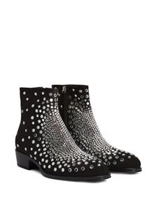 Giuseppe Zanotti Enkellaarzen verfraaid met kristallen - Zwart