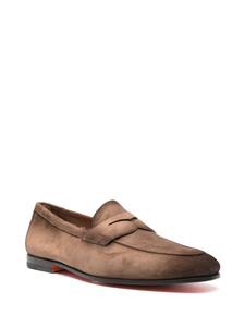 Santoni penny-slot suede loafers - Bruin