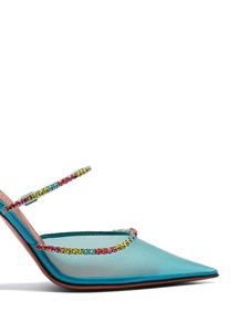 Amina Muaddi Gilda Glass 95mm leren muiltjes - Blauw