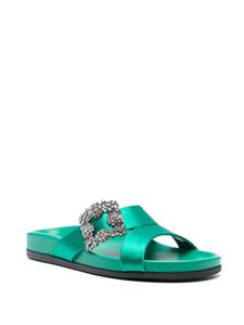 Manolo Blahnik Chilanghi satijnen slippers - Groen