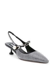 Miu Miu rhinestone-embellished pointed-toe pumps - Zwart