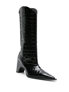 Coperni Crocodile Bridge 80mm leather boots - Zwart