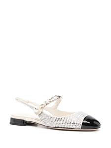Miu Miu Ballerina's verfraaid met kristallen - Beige