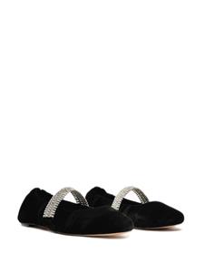 Alexandre Birman Camila crystal-strap velvet ballet pumps - Zwart