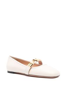 Bally logo-lettering leather ballerina shoes - Beige