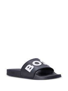 BOSS Slippers met logo-applicatie - Zwart