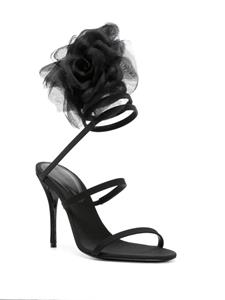 Magda Butrym spiral-bound floral-appliqué sandals - Zwart