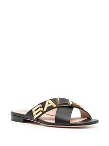 Bally logo-plaque crossover sandals - Zwart