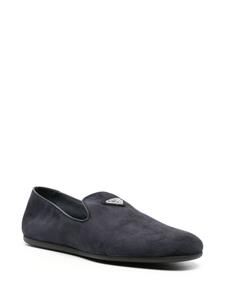 Prada triangle-logo suede slippers - Blauw