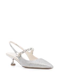 Miu Miu 60mm crystal-embellished leather pumps - Zilver