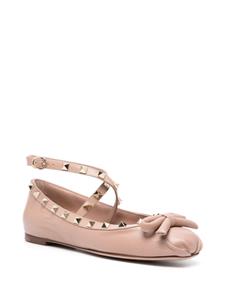 Valentino Garavani Rockstud leather ballerina shoes - Roze