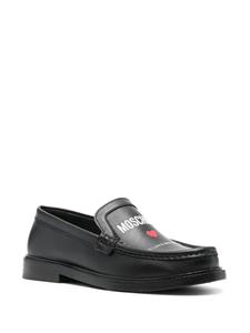 Moschino Leren loafers met logoprint - Zwart