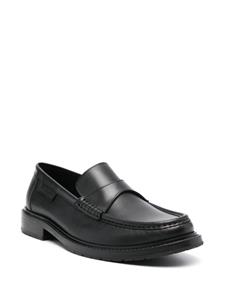 Moschino logo-patch leather loafers - Zwart