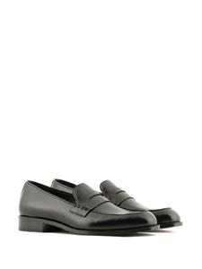 Giorgio Armani Leren loafers met ronde neus - Zwart