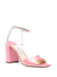 Jimmy Choo Saeda 85mm crystal-anklet sandals - Roze