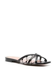 Malone Souliers Perla slippers met geborduurde bloemen - Zwart