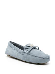 Prada enamel-logo suede driving shoes - Blauw