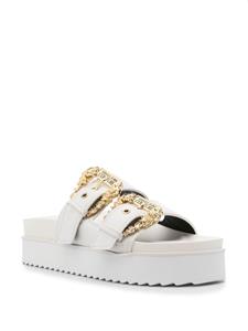 Versace Jeans Couture Baroque-buckle slides - Wit