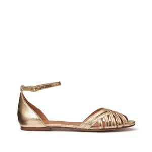 LA REDOUTE COLLECTIONS Sandalen in metallic leer met enkelbandje, platte hak