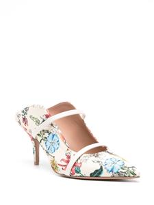 Maureen 70mm floral-print mules - Beige