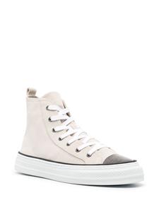 Brunello Cucinelli Monili-embellished high-top sneakers - Beige