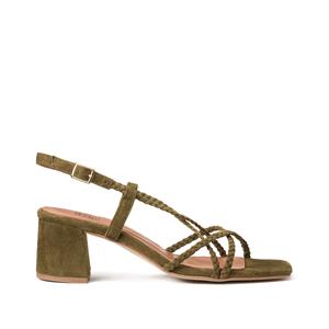 LA REDOUTE COLLECTIONS Leren sandalen Signature met gevlochten bandjes en hak