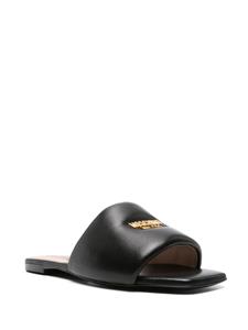Moschino logo-plaque leather slides - Zwart
