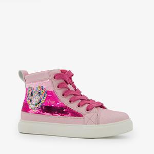 Blue Box hoge meisjes sneakers roze met pailletten