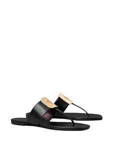 Tory Burch Georgia logo-debossed flip flops - Zwart