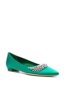 Manolo Blahnik Pluma zijden ballerina's - Groen