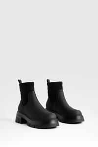 Wide Fit Neoprene Panel Chelsea Boots, Black