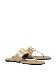 Tory Burch Georgia teenslippers met logo-reliëf - Beige