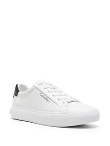 Calvin Klein logo-debossed leather snekaers - Wit